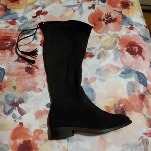 Black Suede Over The Knee Boots